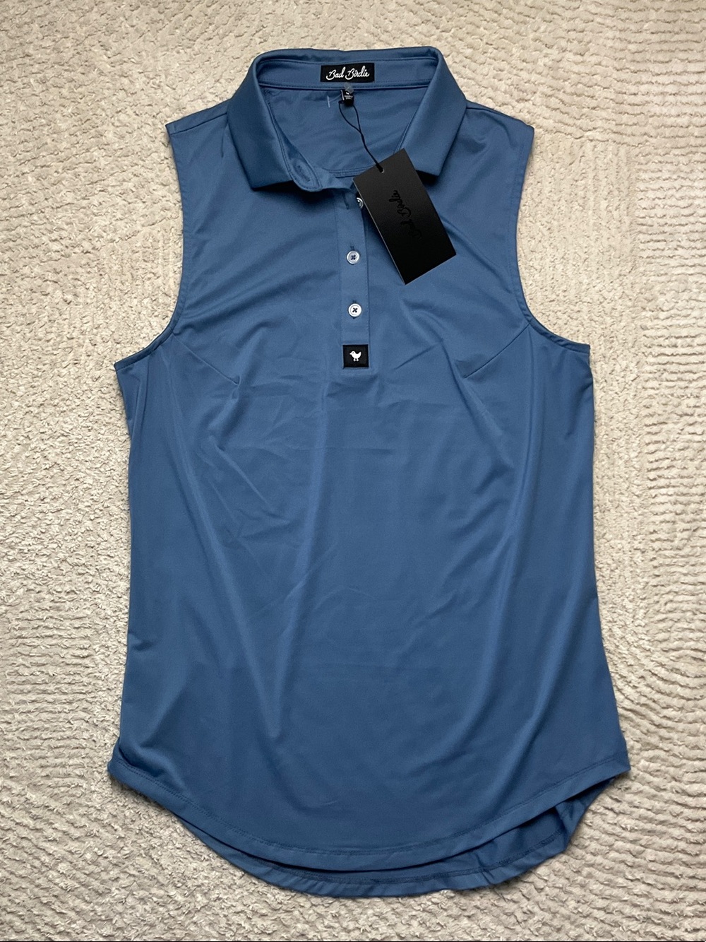 Bad Birdie Women's Sleeveless Core Polo Tank - Cornet Blue